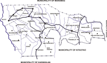 Political map of Don Carlos, showing its 29 barangays Ph bukidnon doncarlos political map.png