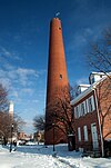 Phoenix Shot Tower in the snow