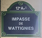 Plaque Impasse Wattignies - Paris XII (FR75) - 2021-06-03 - 1.jpg