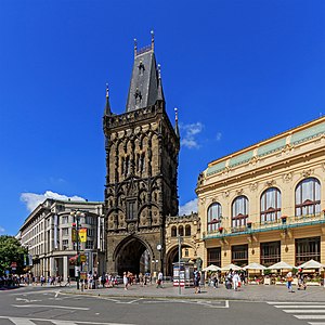 Prague 07-2016 Powder Tower from Republic Square.jpg