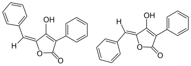 Strukturformeln von cis,trans-Pulvinon