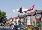 Boeing 747–438 on final approach to Runway 27L at London Heathrow Airport.