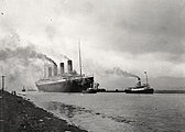 RMS Titanic undergoes sea trials on April 2, 1912.