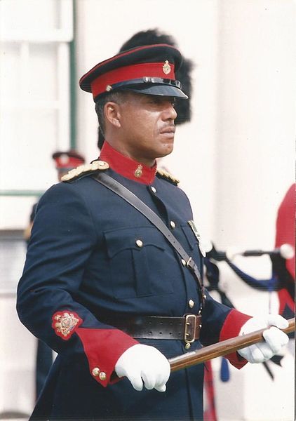 The Regimental Sergeant Major of the Royal Bermuda Regiment, WO1 Herman Eve, in 1992