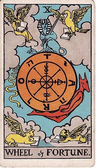 <span class="mw-page-title-main">Wheel of Fortune (tarot card)</span> Tarot card (X)