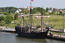 Replica of La Pinta commissioned by the Columbus Foundation Replica of the Pinta Columbus Foundation.JPG