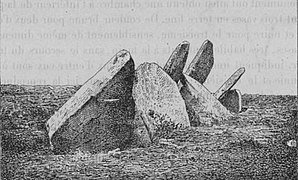 Les restes de l'allée couverte de Castel-Ruffel (dessin de 1901)
