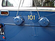 Trolley retrievers on the back of a 1949 trolleybus Retrievers.jpg