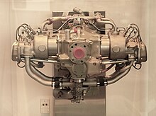 Replica of the rear Teledyne Continental Motors engine of the Rutan Voyager Rutan engine replica.jpg