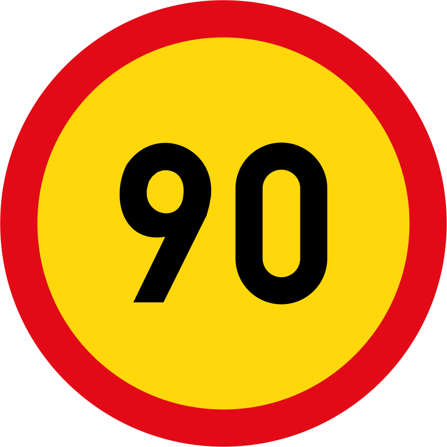 Знак ограничения скорости. Знак ограничения скорости на желтом фоне. Знак 90. Дорожный знак 90.