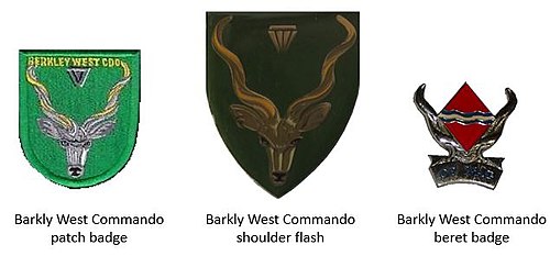 SADF era Barkly Barat Komando lambang