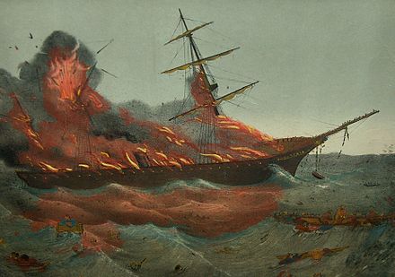 The shipwreck of SS Austria on 13 September 1858