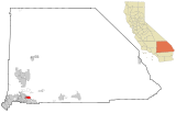 San Bernardino County California Incorporované a neregistrované oblasti Highland Highlighted.svg