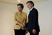 Dilma Rousseff com o presidente da Colômbia, Juan Manuel Santos.