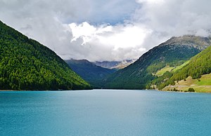 Vernagt reservoir, looking towards the valley