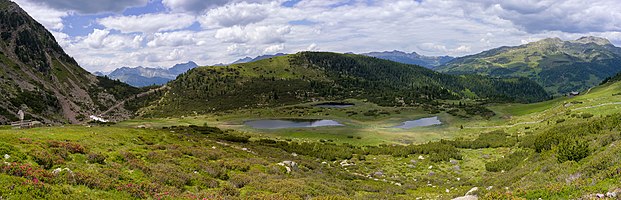 Schwarzseen ponds in St. Valentin, Villanders South Tyrol - Protected natural monument.