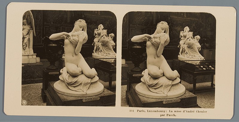 File:Sculptuur van Denys Puech in het Musée du Luxembourg te Parijs, voorstellende de muse van André Chenier Paris Luxembourg La muse d'André Chenier par Puech (titel op object), RP-F-00-8889.jpg