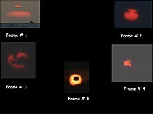 Different shapes of the setting Sun Shapes of the sun due to clouds and vog.jpg