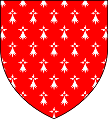 Gules ermined argent