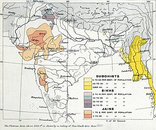 Բուդիստների, սիկհերի և ջայների տոկոսը 1909 թվականի դրությամբ