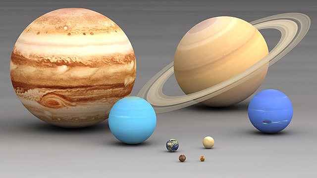 Planetas do Sistema Solar (tamanhos em escala)