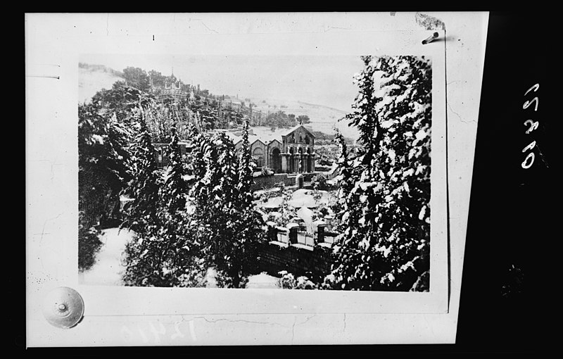 File:Snow scenes. Garden of Gethsemane showing the Basilica, Jan. 4 & 5 LOC matpc.22529.jpg