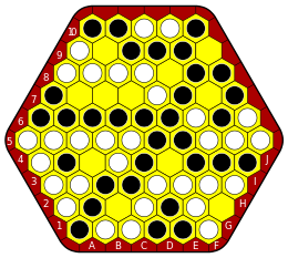 Example game on a 5x6 board, won by Black (17-14) Star (5x6) example.svg