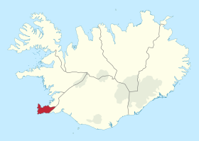 着色部が南西アイスランド地方（アイスランド南部半島地方）