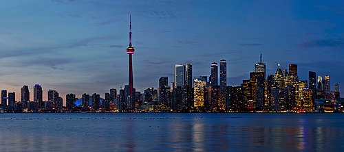 Sunset Toronto Skyline Panorama Crop from Snake Island.jpg