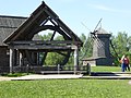 Suzdal. Museum of Wooden Architecture. Water wells and Wind mill.- Russia