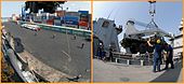 Container ships and Merchant ships being loaded and unloaded at the Intermodal freight transport of Tema Port. Tema Harbour, Greater Accra.jpg