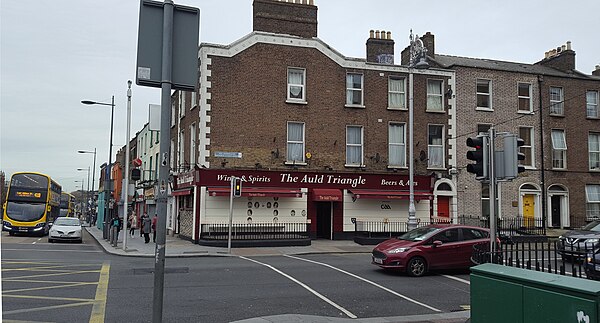 The Auld Triangle bar on Dorset Street. This pub is notable for having art on its outside walls paying homage to Irish Republican Hunger Strikers from