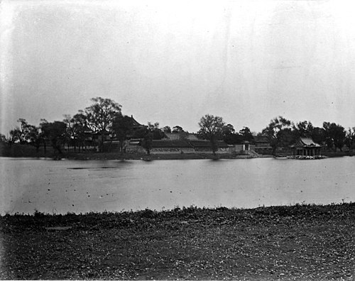 the Imperial palace grounds, lake, and temple