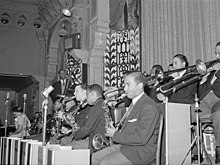 The interior of the ballroom in 1941, with the band playing The band at the Savoy Ballroom - Chicago, Illinois - 1941.jpg