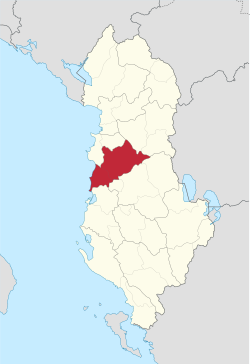 Mapa da República da Albânia com Tirana em destaque