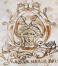 עמוד שער מתוך מסכת שנכתבה על ידי אבון דה פלרי, המציגה את המילה "ABBO", שנכתבה בין 962 ל-986 במנזר פלרי (אנ').
