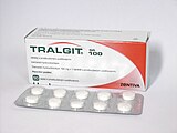 Čeština: Tralgit, hromadně vyráběný léčivý přípravek, 1 tableta obsahuje 100 mg tramadolu. Výrobce Zentiva. English: Tralgit, proprietary medicinal product, 1 tablet contains XXX mg of tramadol. Manufacturer Zentiva.