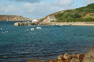 New Grimsby village on the island of Tresco in the Isles of Scilly, Cornwall, England, United Kingdom