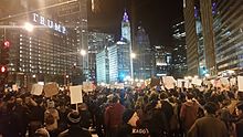 Protest outside Trump Tower, Chicago on November 9, 2016 Trump Protest Chicago 3.jpg