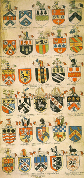 Roll of grants of arms during the Tudor period by Sir Thomas Wriothesley, c 1528 Tudor Roll of arms, Sir Thomas Wriothesley.png