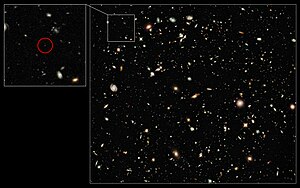 UDFy-38135539 은하의 발견 사진(허블우주망원경)