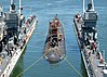 US Navy 070425-N-6357K-002 Los Angeles-class fast attack submarine USS Asheville (SSN 758), nicknamed The Ghost of the Coast, enters the floating dry dock Arco (ARDM 5) for a scheduled maintenance period aboard Naval Base Point.jpg