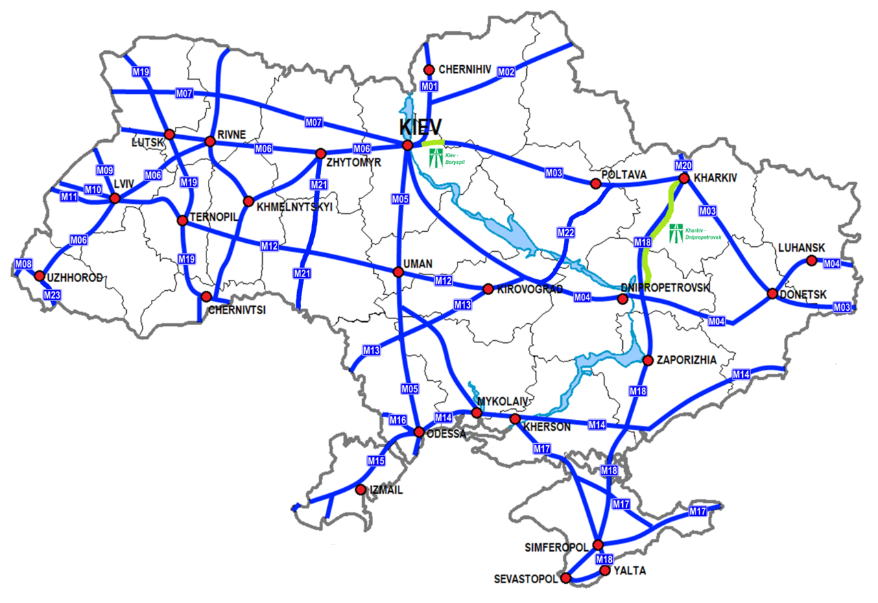 Карта украины с километражем