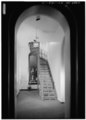 VIEW OF HALL AND CAST-IRON STAIRCASE, SECOND FLOOR, FROM NORTH TO SOUTH - City Hall, 601 West Jefferson Street, Louisville, Jefferson County, KY HABS KY,56-LOUVI,16-7.tif