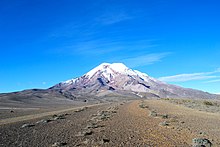 The summit of Chimborazo in Ecuador is the farthest point from Earth's centre. Volcan Chimborazo, "El Taita Chimborazo".jpg