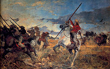 Vuelvan caras, oil on canvas (1890) by Arturo Michelena, depicting the moment when Paez ordered to turn back on the enemy. Vuelvan caras.jpg