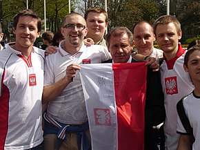 Smolarek behind the Polish flag
