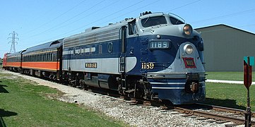 F7A #1189, a Phase II built in 1953 for the Wabash Railroad. It is located at the Monticello Railway Museum in Illinois.