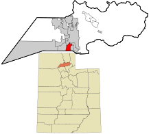 Weber County Utah incorporata e aree non incorporate Riverdale evidenziato.svg