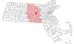 Location in Worcester County in Massachusetts